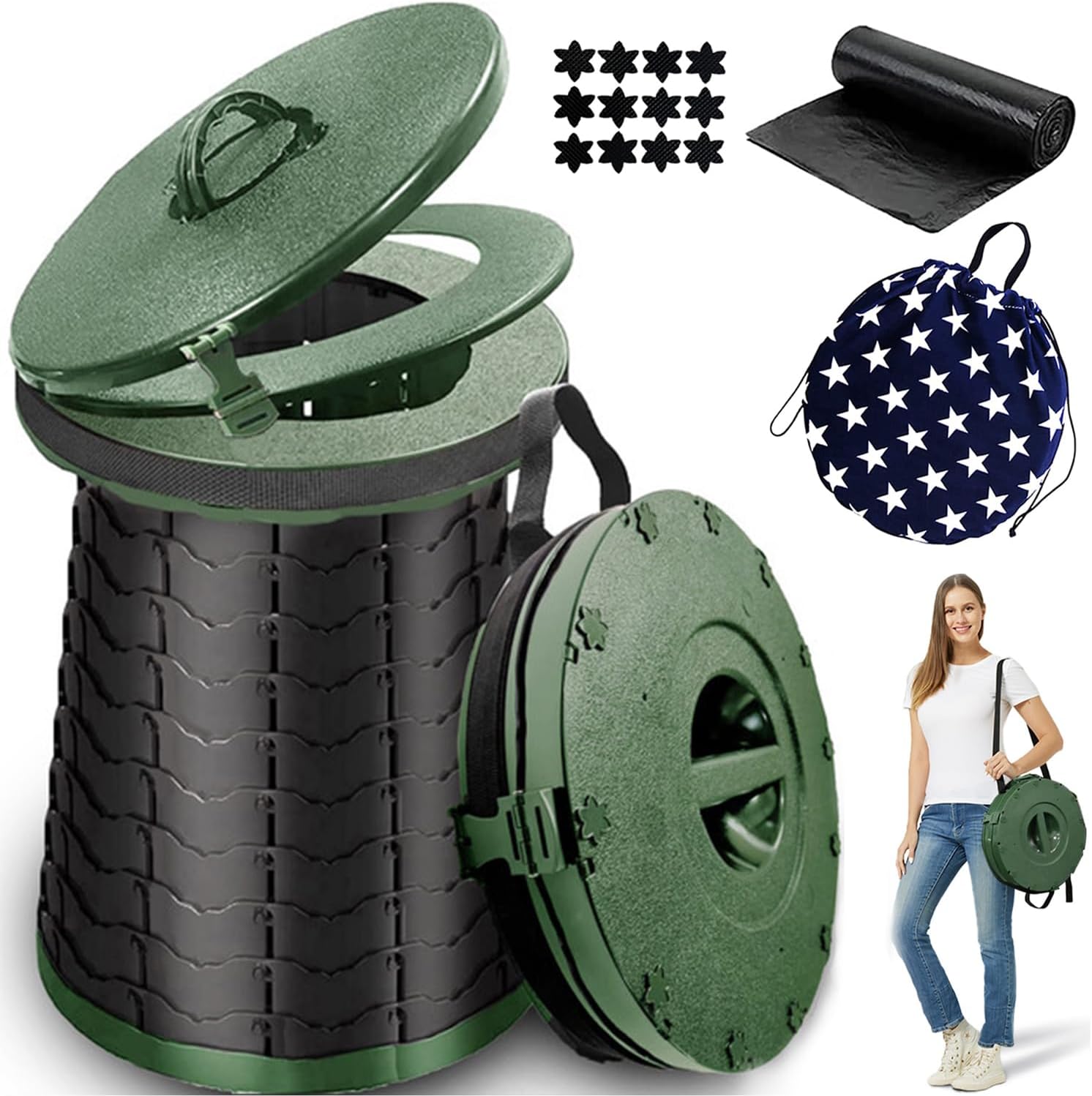 Upgrade Adjustable Foldable Outdoor Portable Toilet