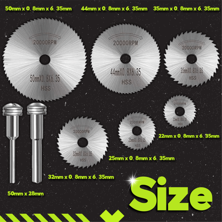 Heavy-Duty Disc Saw Blades Set and Mandrel(Set of 7)