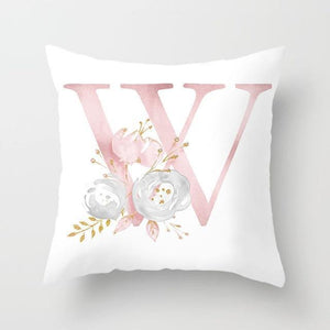 Pink Letter Decorative Pillow Cover
