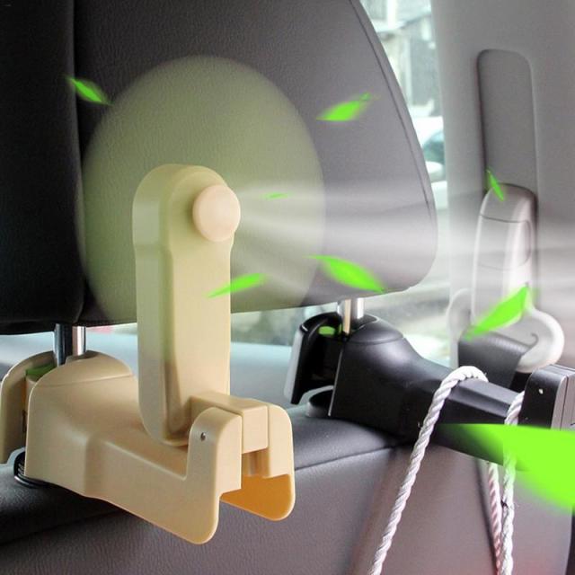 Universal Adjustable Car Headrest Fan with Hook